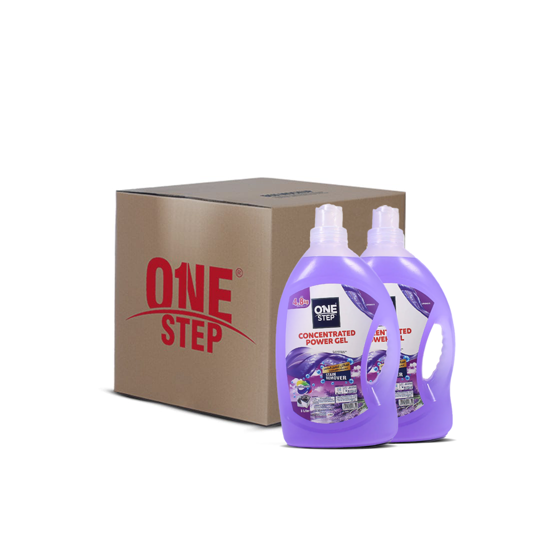 Display of 3-liter laundry gel cartons - 6 pieces