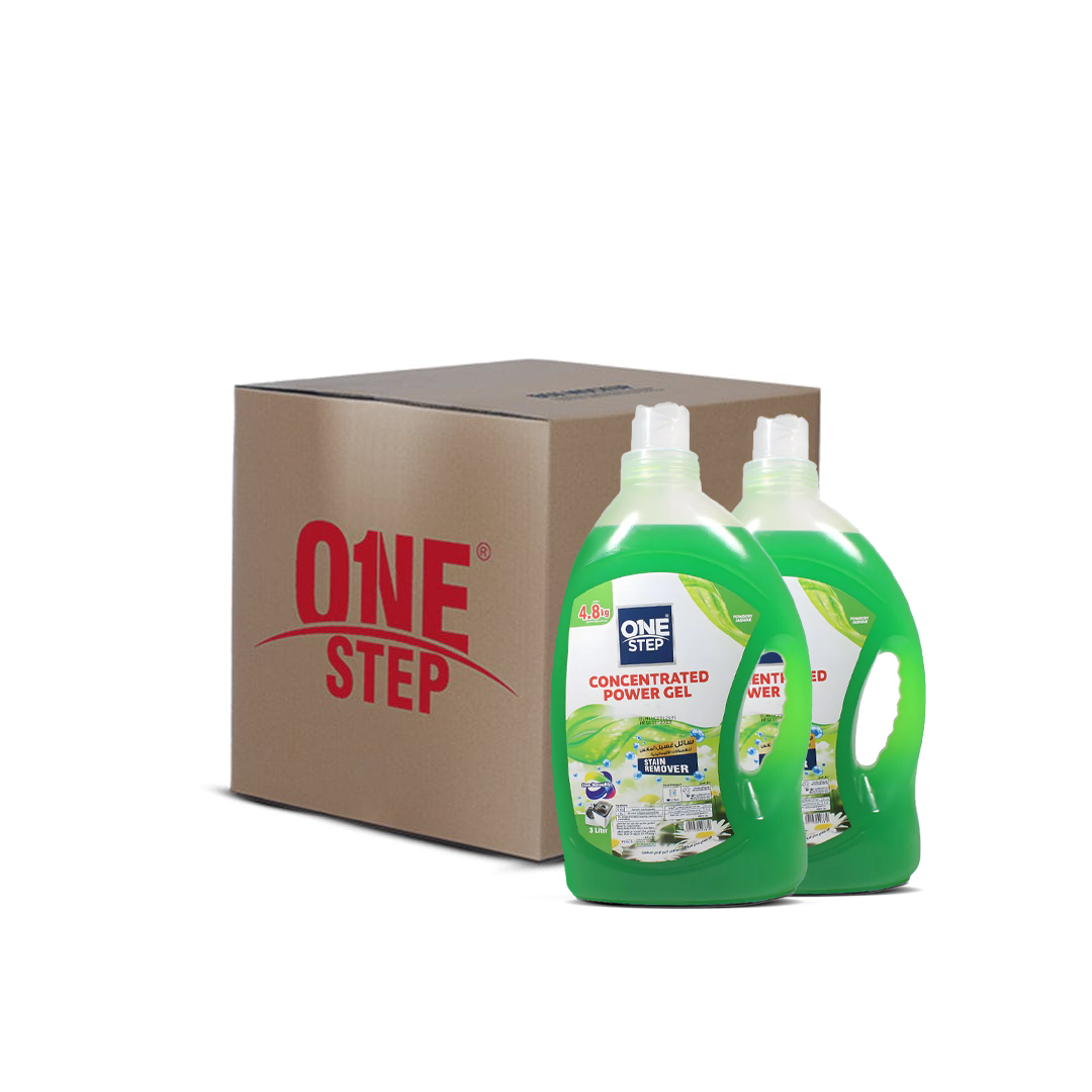 Display of 3-liter laundry gel cartons - 6 pieces