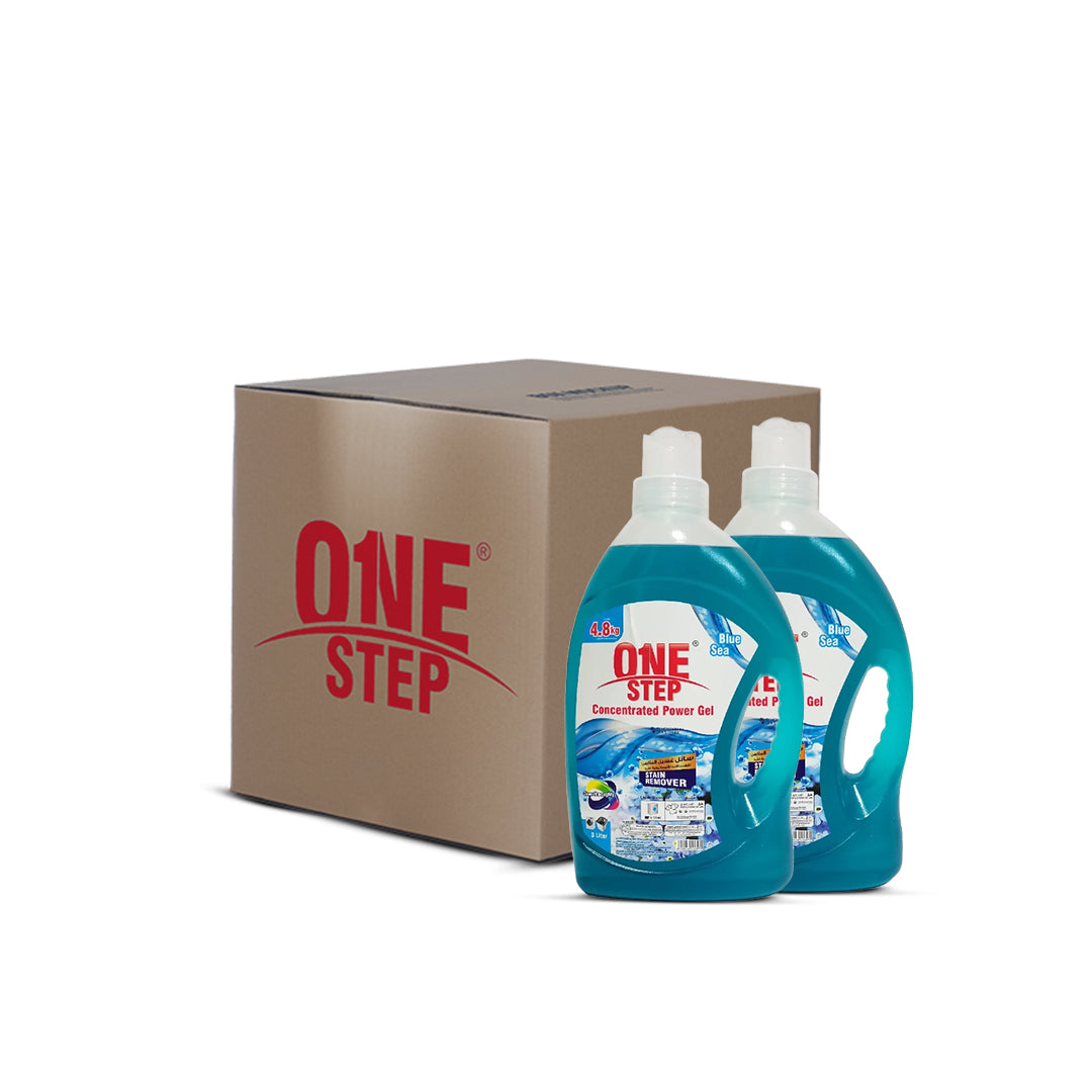 Display of 3-liter laundry gel cartons - 6 pieces