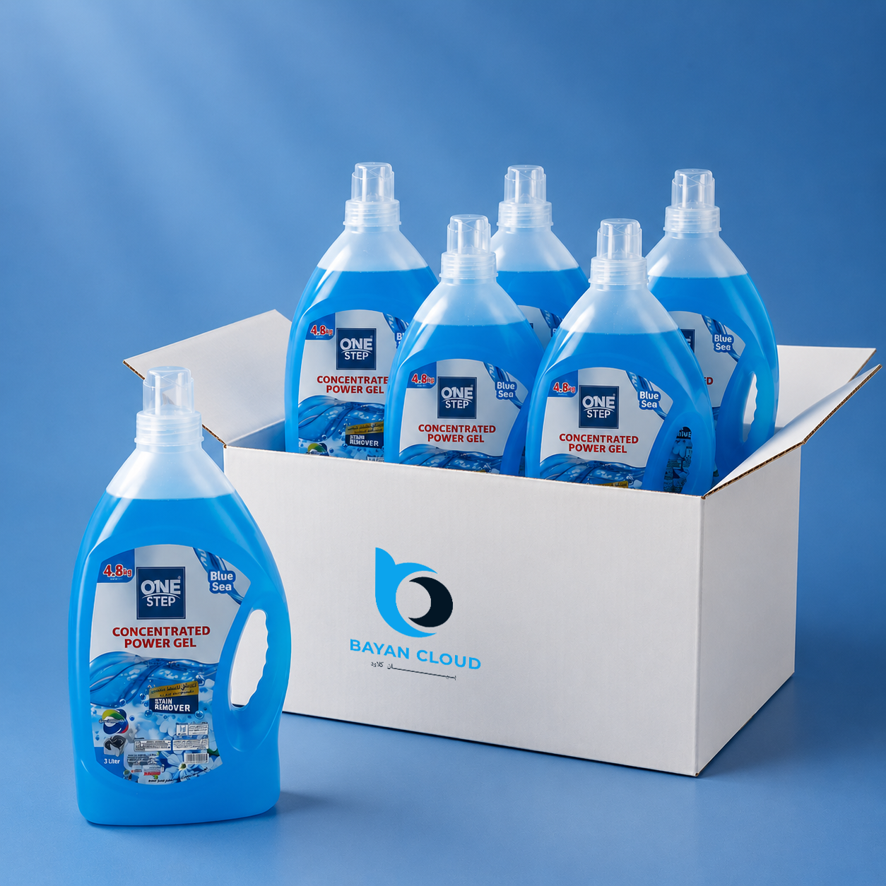 Display of 3-liter laundry gel cartons - 6 pieces 